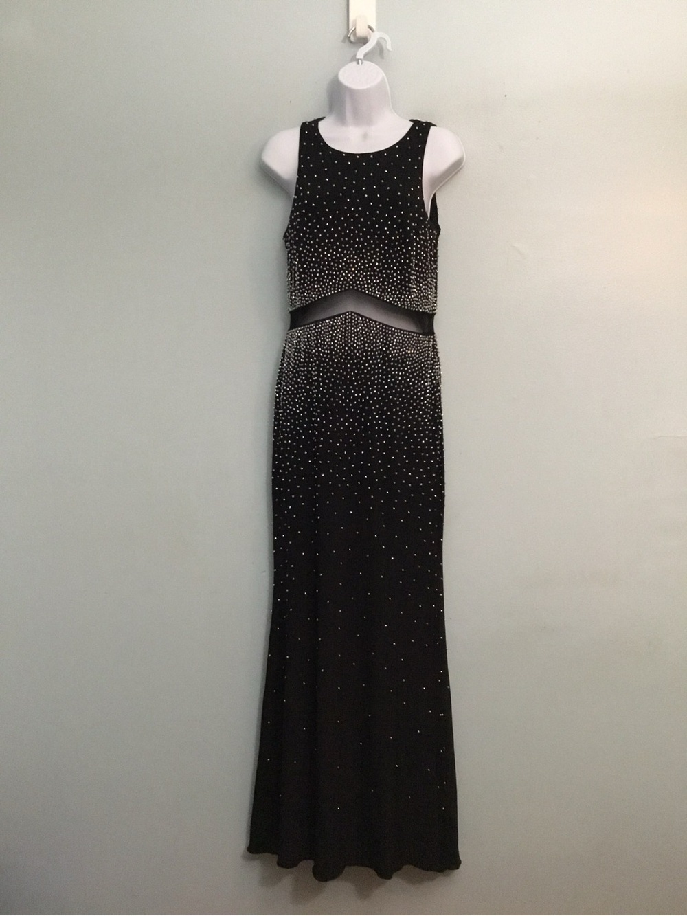 Xscape Black Beaded Two-Piece Evening Gown size 10